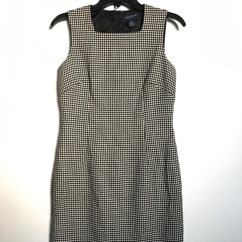 Ann Taylor Checkered Dress Square Neck Sleeveless